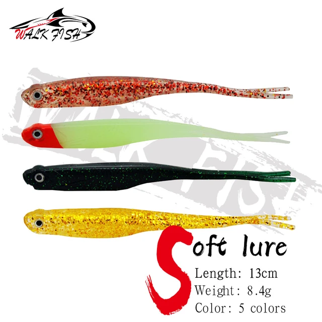 WALK FISH 4PCS NEW Fishing Lures Fork Tail Worm Lure Fish 13cm 8.4