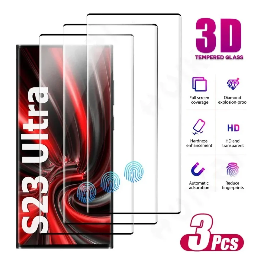 

3Pcs Curved Tempered Glass For VIVO X100 Pro X100Pro Phone Screen Protector IQOO 11 12 89 10 Pro Glass Protective Film vivo x100
