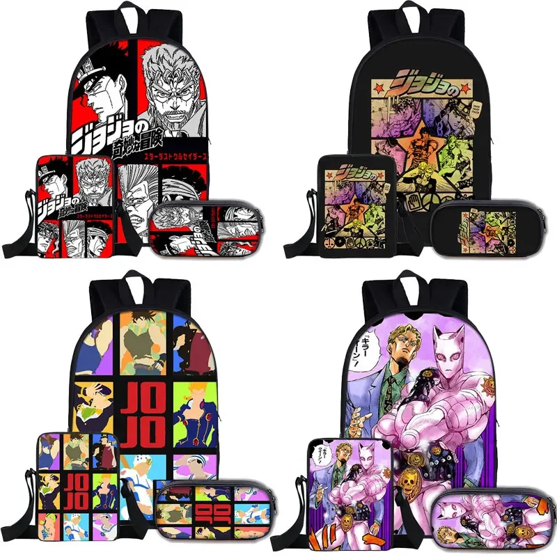 

3PCS JoJo's Bizarre Adventure Kujo Jotaro Anime Bookbag Waterproof School Bags Man Laptop Backpack Unisex Travel Bagpack