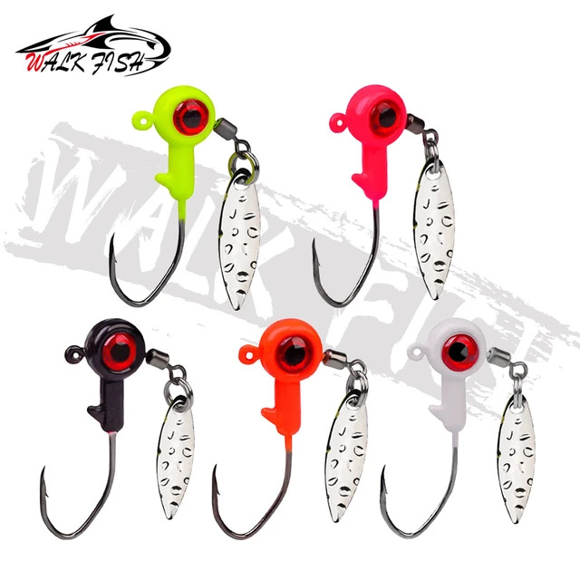 WALK FISH 5PCS Jig Head Hooks 1.4g 1.6g 3g Soft Lure Hooks With Metal