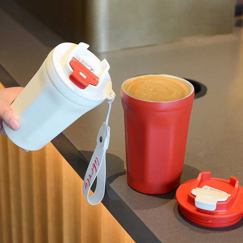 380ML Stainless Steel Vacuum Insulated Tumbler Keep Warm and Cold Reusable Coffee Cup with Lids Tea Mug for School Office Car_voghion.com