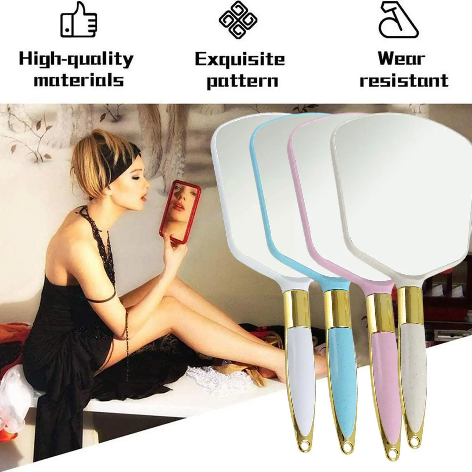 Vintage Hand Held Makeup Mirror Irregular Salon Dressing Mirror Dentist