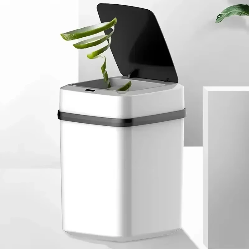 Kitchen Trash Bin 13L Bathroom Touch Trash Can In The Toilet Smart Garbage Bucket Waste Bins Dustbin Smart Can Kitchen trash can
