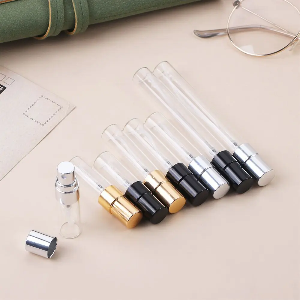 10ml Sample Vials Gold Silver Cap Transparent Liquid Cosmetic Container Spray Bottle  Atomizer Refillable Glass Bottle