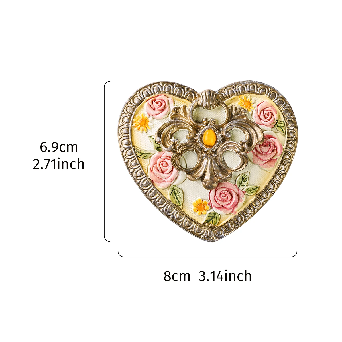 1PC, three-dimensional carved design resin material heart-shaped jewelry box, suitable for nail art, jewelry and jewelry display