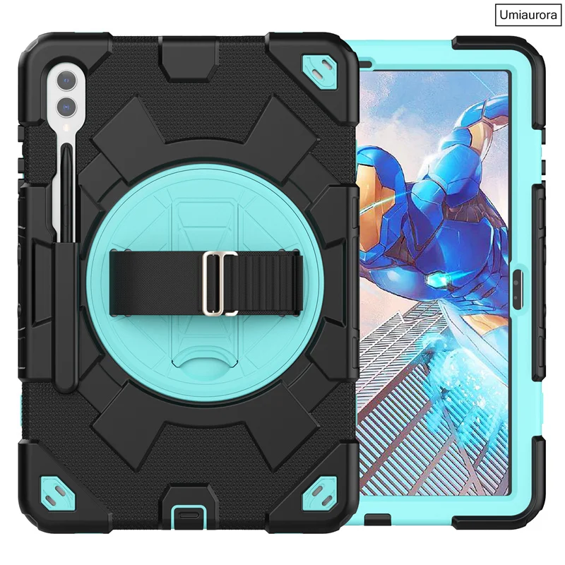 For Samsung Galaxy Tab S9 FE Plus 12.4 inch SM-X810 SM-X610 SM-X710 Tablet Case Kids PC Silicone Rotation Strap_voghion.com