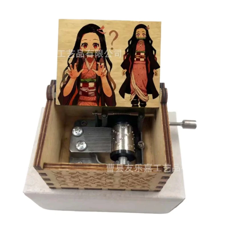 Wooden Music Box Retro Painted Hand-cranked Ghost Extinguishing Blade Music Box To Send Friends Music Box Halloween Decoration 5