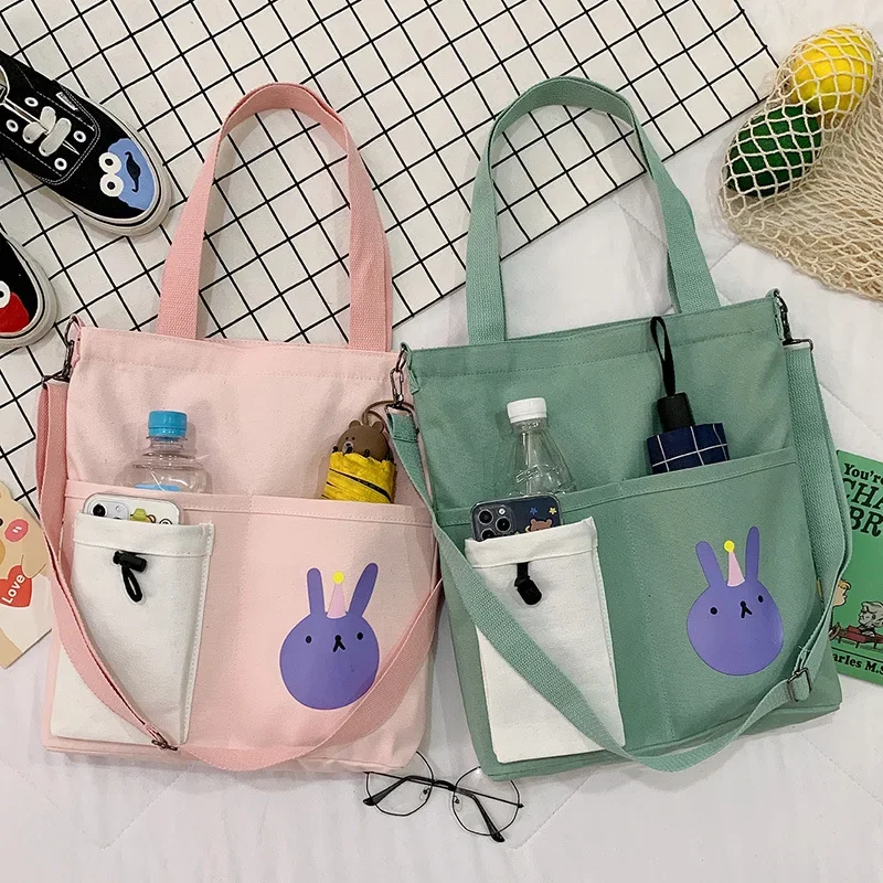 

Canvas Bag Student Crossbody Bag Girl Canvas Shoulder Simple and Large Capacity Portable Tutoring Practical and Fashionable