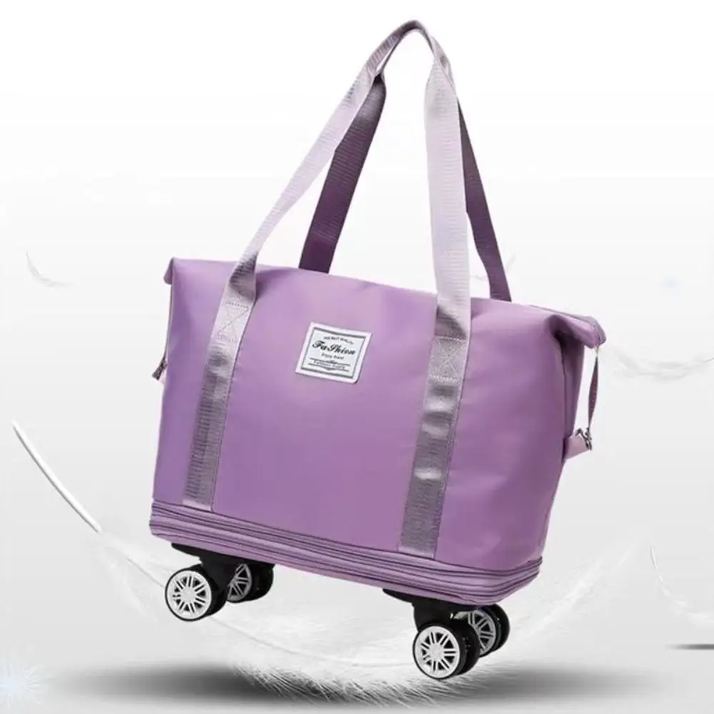 Storage Bags Dry Wet Separation Duffle Pack Expandable Rolling Duffle Pack Lightweight Foldable Business Travel Bag Wheels Handle