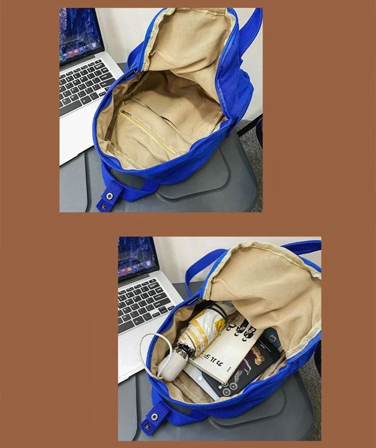 Female Korean Fashion Small Size Canvas Fabric Cute Travel Backpack Teenager Ins Trend Casual Mini Roomy Klein Blue Rucksack 2