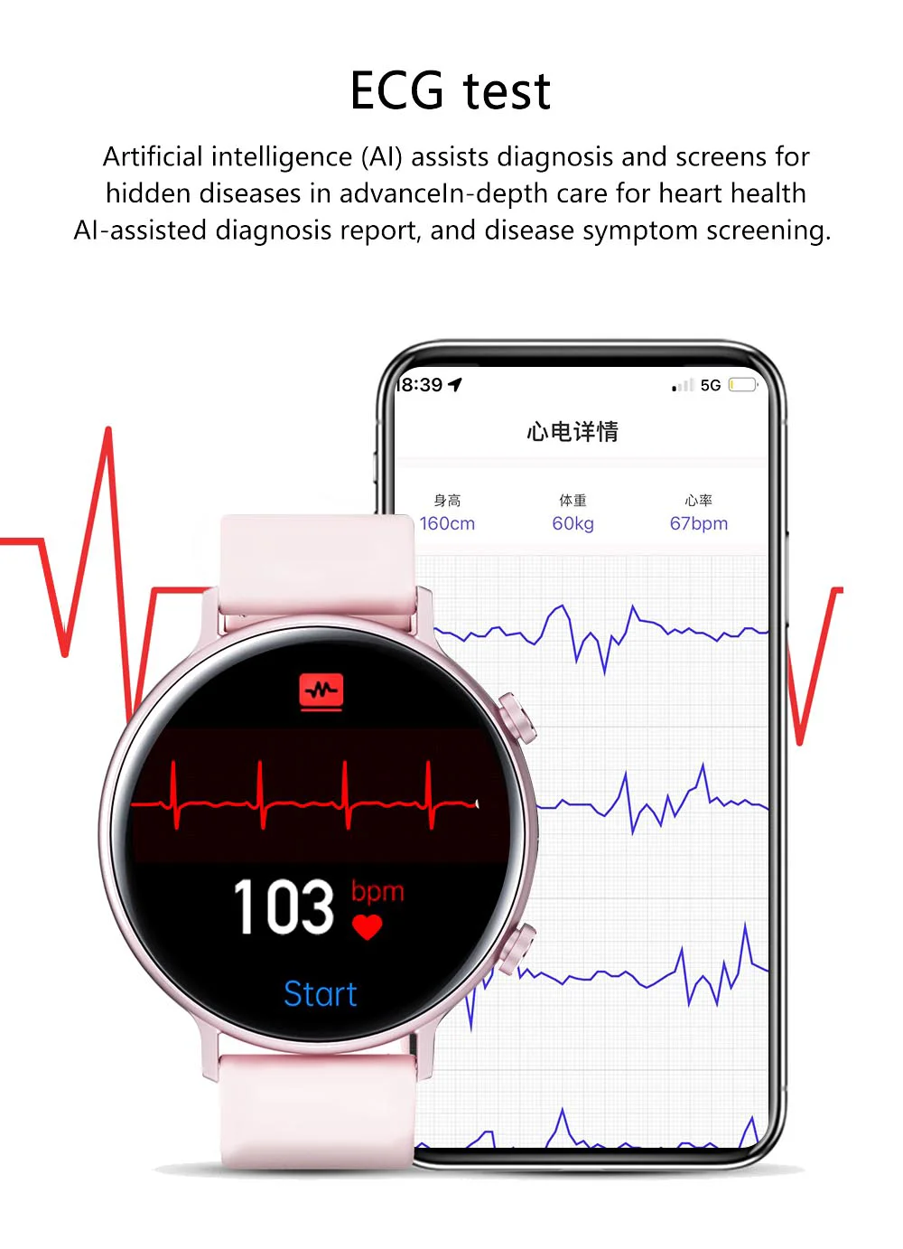 2022 Fashion Smart Watch Men Fitness Bracelet Heart Rate Blood Pressure Monitoring Sports Tracker Call Smartwatch Gift for Women