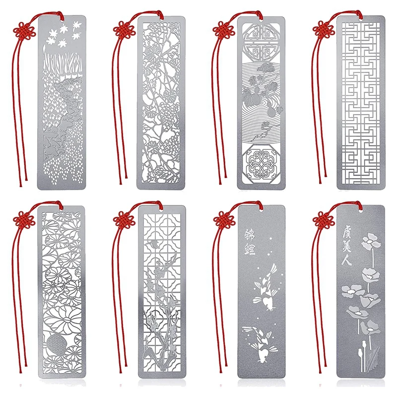 8 шт. пустотелых металлических закладок с красным узлом набор для чтения книг 4 5X1