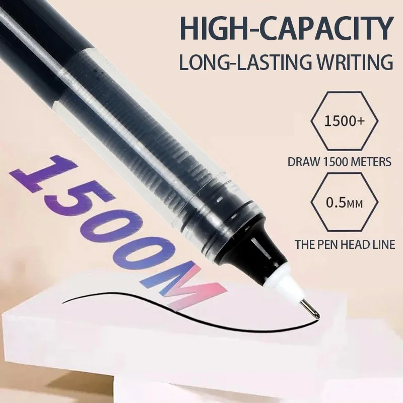 5/10Pcs Student Neutral Straight Liquid Type Ballpoint Gel Pen 0.5mm Black Blue Red Writing Tools