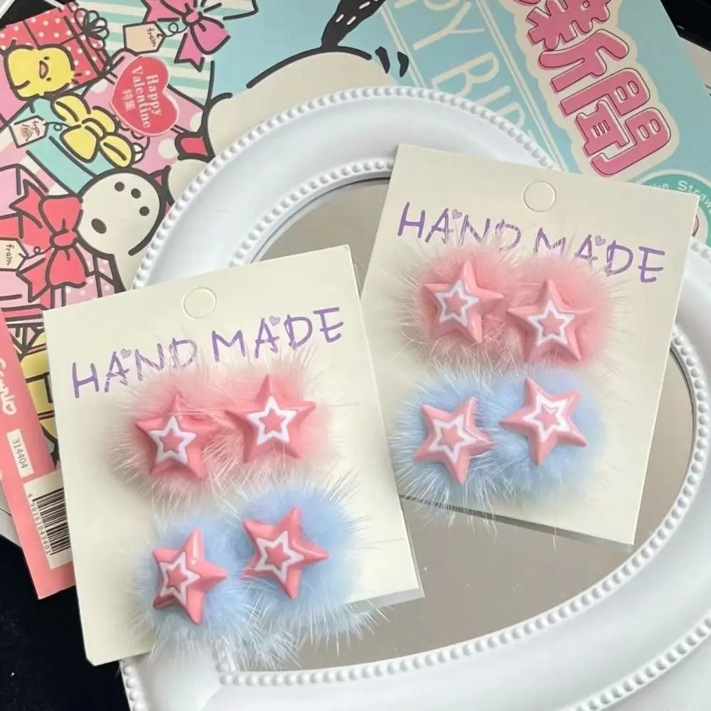 Cute Minimalist Style Star Hair Clip Hair Accessories Headdress BB Hairpins Ornament Sweet Fluffy Barrettes Ladies