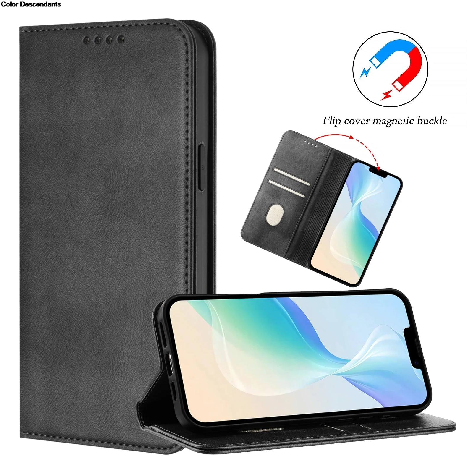 Luxury Leather Magnetic Case with Card Slots and Shockproof Book Cover