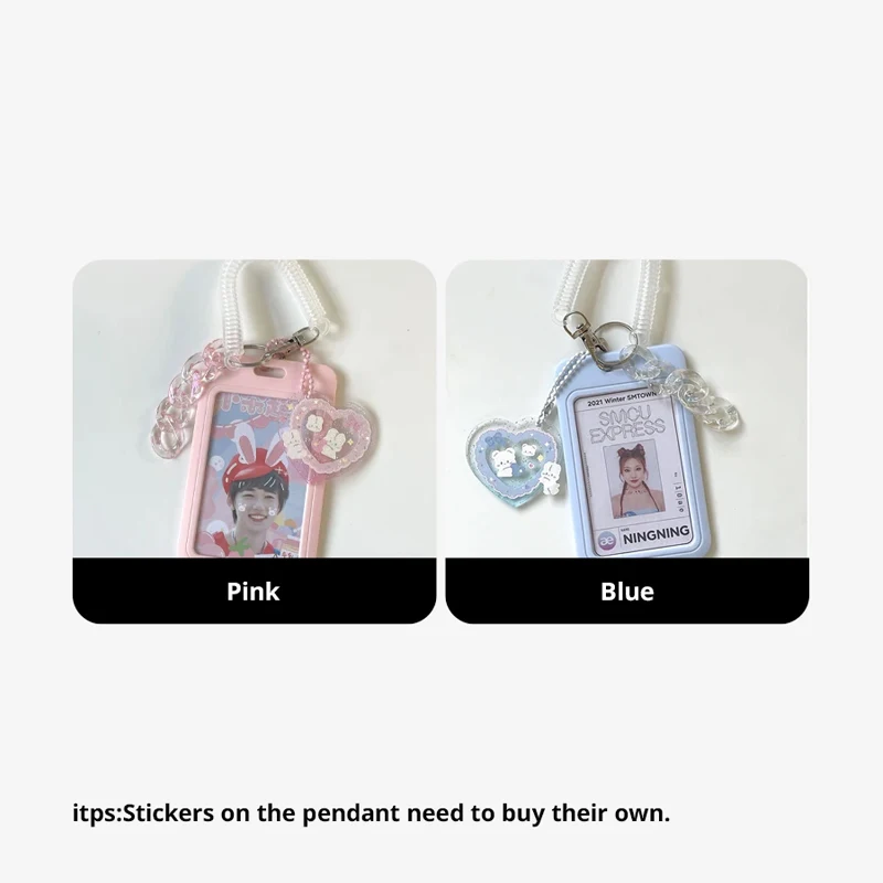 Card Holder 11cm Vertical High Value Flash Pink Love Clouds Gradient Coo Card Keychain Bus Student ID Holder