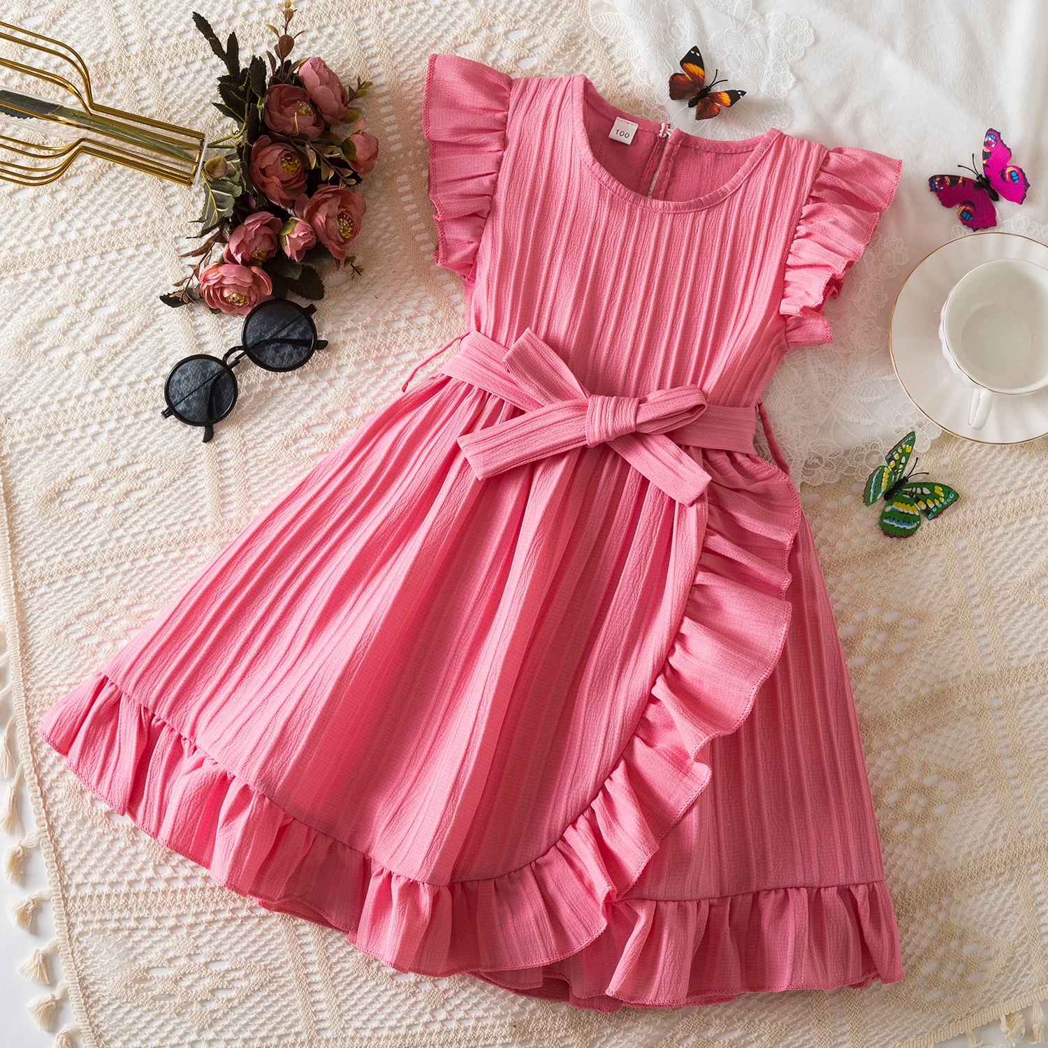 Flower Kids Dresses for Girls Summer Sleeveless Princess Birthday Party Christmas Costume Children Ruffles Casual Clothes 3-8Yrs