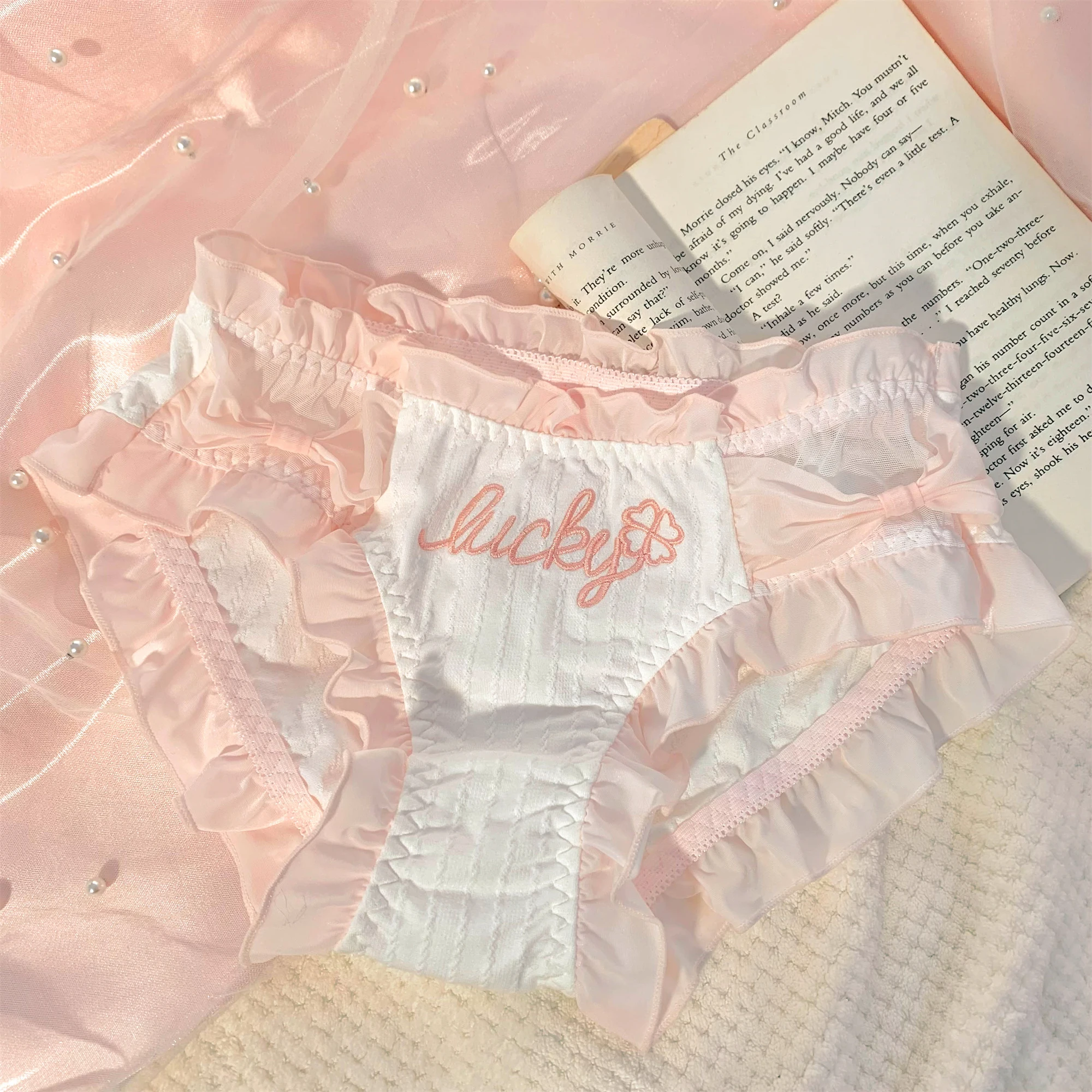 

Трусики Lolita для девочек, японское милое и милое удобное Сетчатое женское нижнее белье из чистого хлопка со средней талией, женские трусы