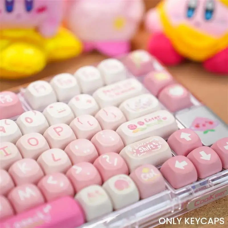 

134 Keys MOA Profile Keycaps Pink Peach Theme PBT Dye Sublimation Customized Key Caps Kit for Mechanical Keyboard MX Switches