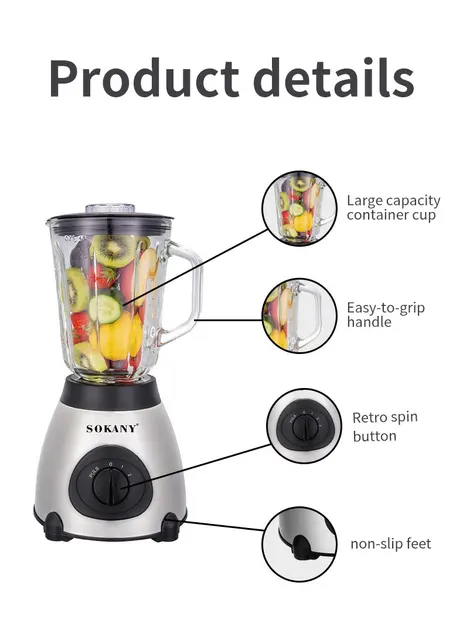 Professional Blender, 950W High Power Countertop Blenders for Kitchen, 50  Oz Blender Glass Jar for Shakes, Ideal for Smoothies,C - AliExpress