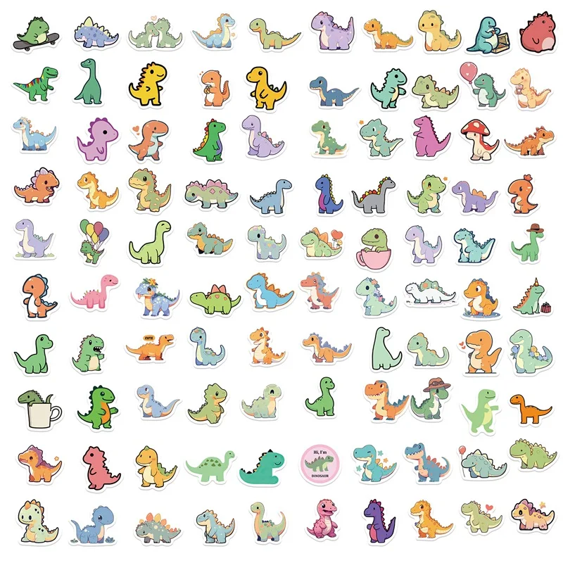 Petit autocollant de dinosaure de dessin animé pour enfants, décoration esthétique en PVC, scrapbooking, papeterie, fournitures scolaires pour enfants, 10 pièces, 30 pièces, 100 pièces