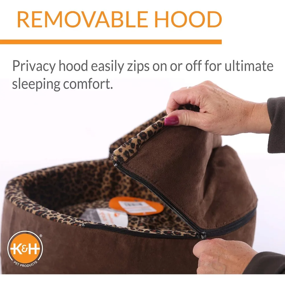 K&H Deluxe Thermo-Kitty Bed: Large Heated Cat Bed with Covered Cave for Indoor Pets