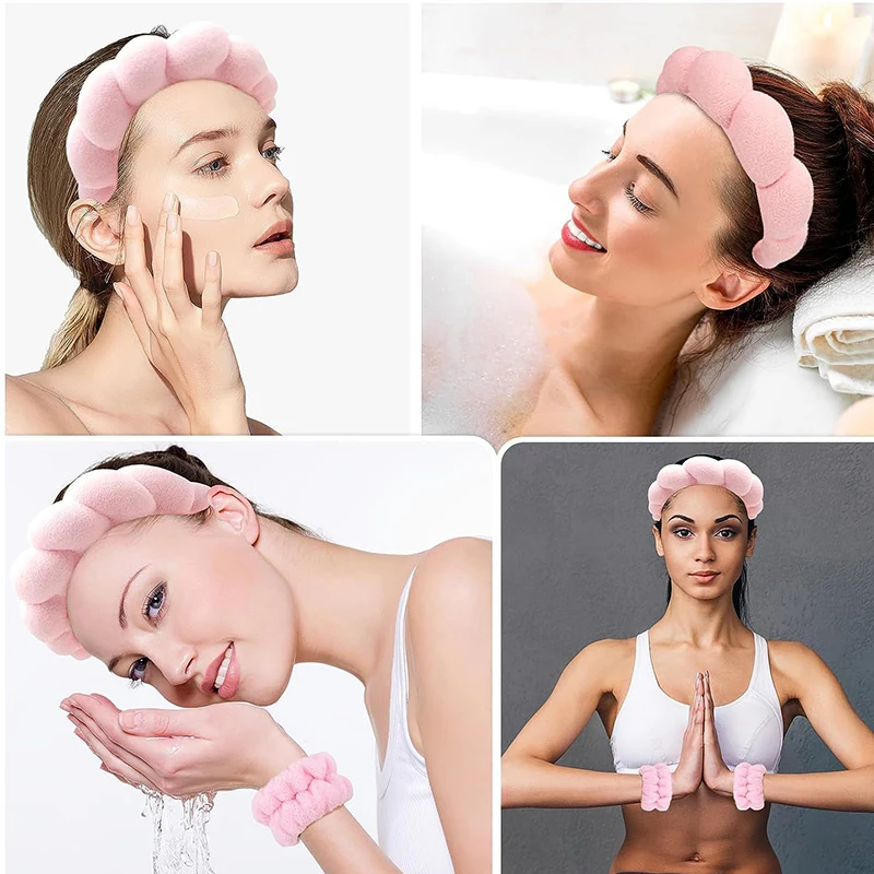 Women Wash Face Headband Girls Puffy Hair Band Makeup Bubble Spa Exercise Yoga Retro Hair Band Hair Accessories Headwear