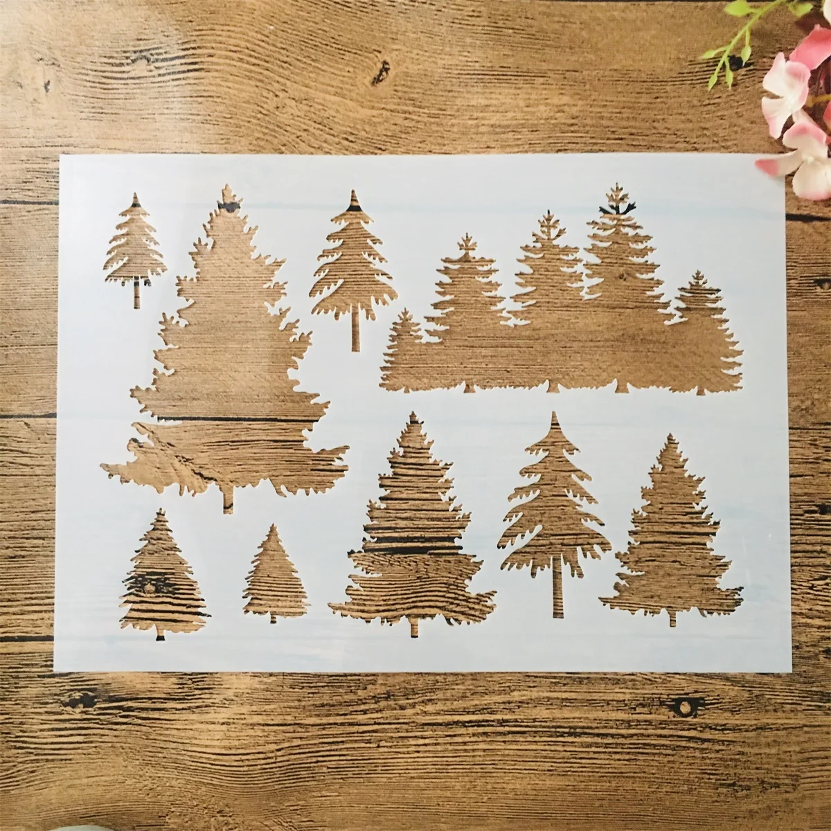 

A4 29*21cm Forest Pine Tree DIY Layering Stencils Wall Painting Scrapbook Coloring Embossing Album Decorative Template