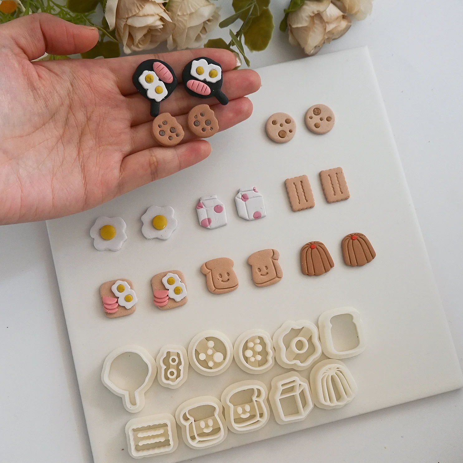Breakfast/Bread/Eggs/ Biscuits/Milk Polymer Clay Cutter Clay Tool Diy Earring Pendant Jewelry Molding Cutting Mold Ceramic Tool
