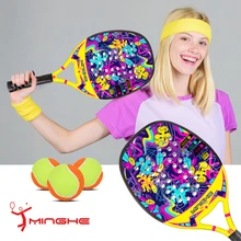 

MINGHE Carbon Fiber Beach Racket Model M-200 Color Graffiti Series Racket with Backpack with EVA Elastic Racket