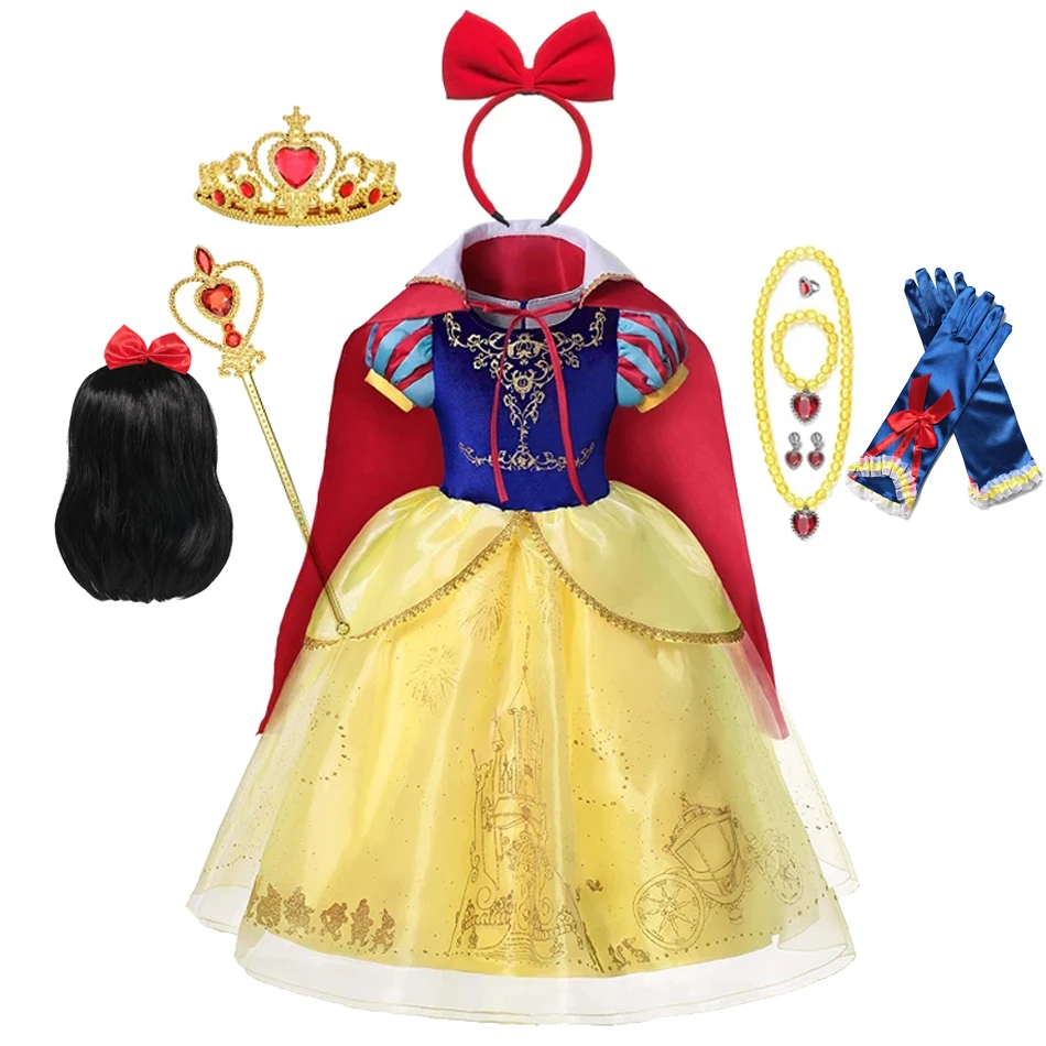 Disney Princess Dress Girls Snow White Party Dresses Kids Dress Up Bambini Girls Birthday Cosplay Costume Kids Prom Party Gown