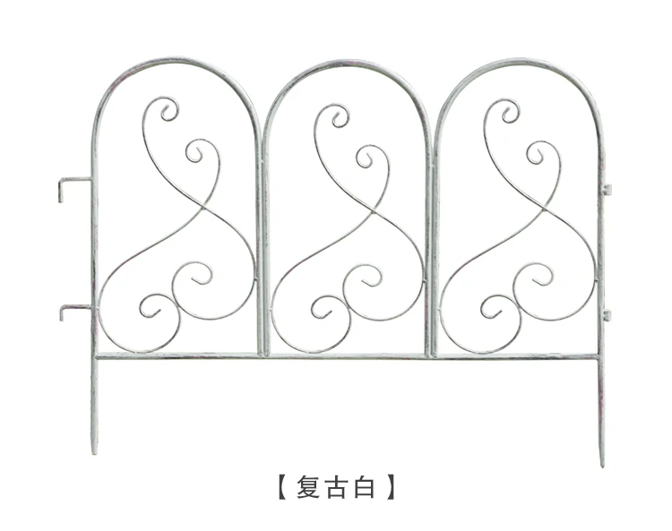 Description Picture 4 of itemDo Old White Iron Fencing Rustic Garden Trellis Vintage Flower Bed Border for Climbing Plants Decorative Metal Yard Partition