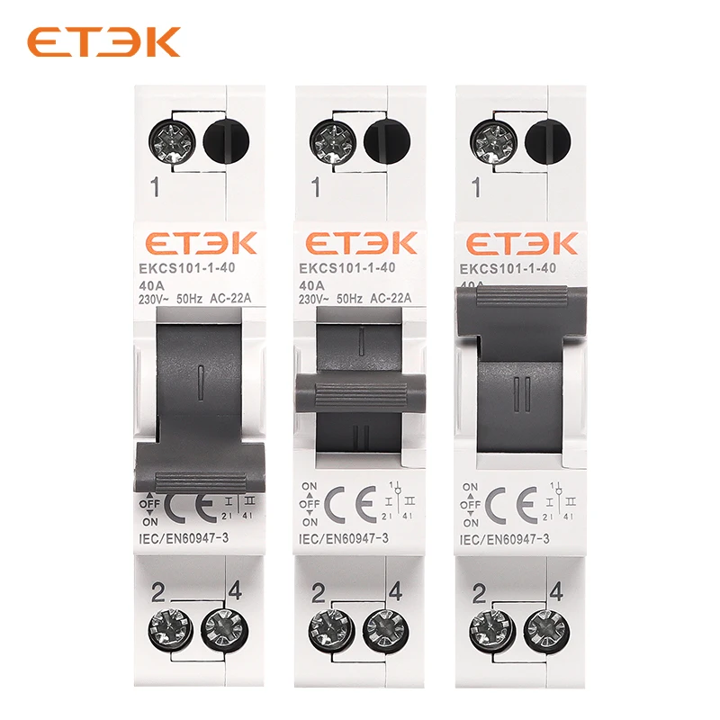 Manual transfer switch ETEK Din Rail MTS Dual Power 1P 2P 4P 40A 230V EKCS101