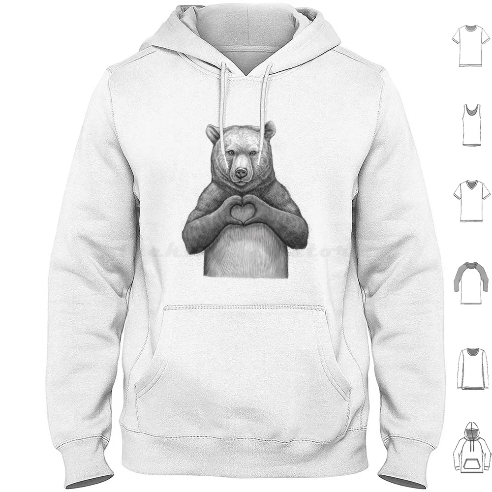 Orso Con Amore Felpa Con Cappuccio Cotone Manica Lunga Orso Amore Cuore Orsi Animali Adorabili Soffici Zampe Di Fauna Selvatica Selvaggia Nere