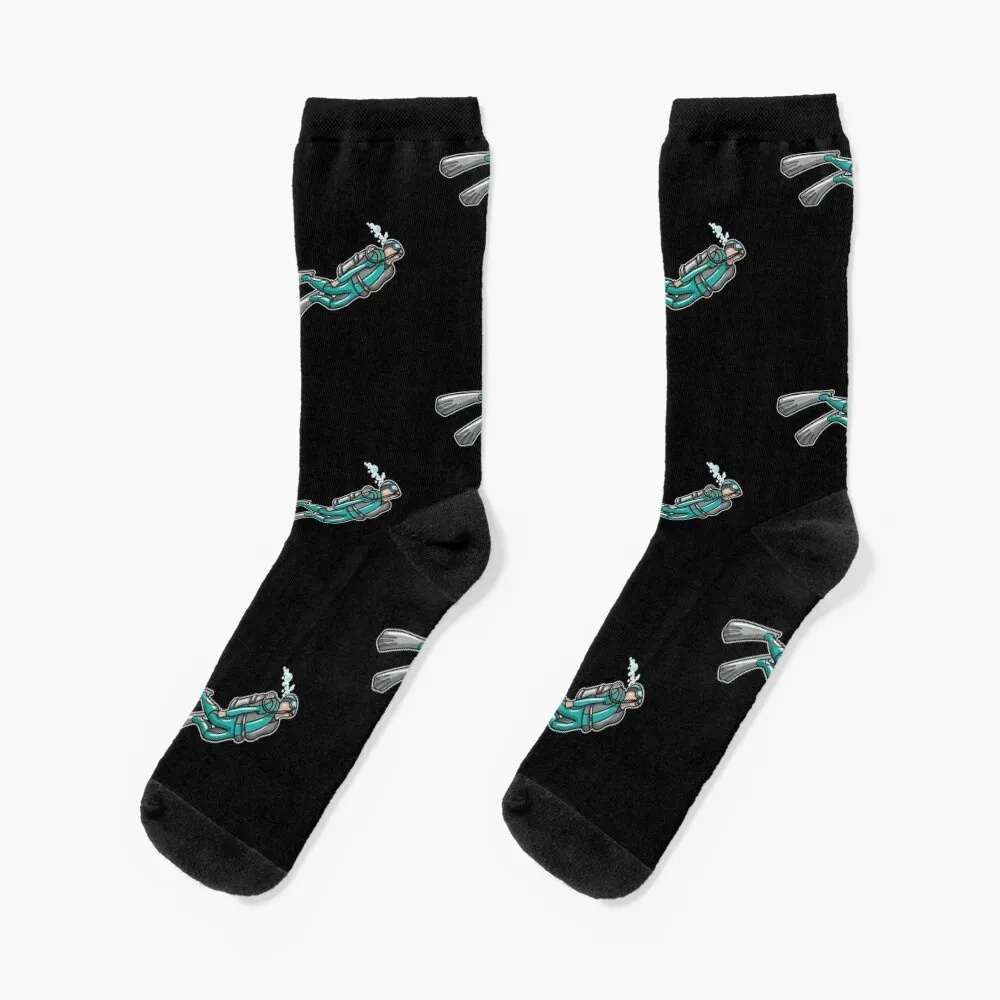 Scuba Diver Illustration Socks Toe sports compression Ladies Socks Men's