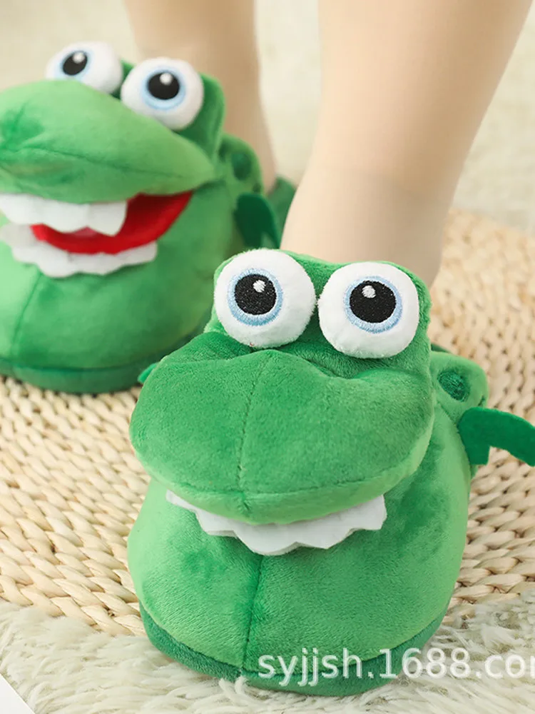 Man Women Slipper 2022 Winter Mouth Opening Home Slipper Shoes Crocodile Slippers Cute Spoof Cotton Animal Shoes 5