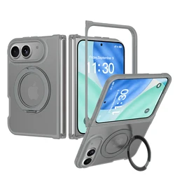 Dual Case New Hard Matte Clear Magnetic Bracket Phone Shockproof Protection Cover for iPhone Duo (GRAY)