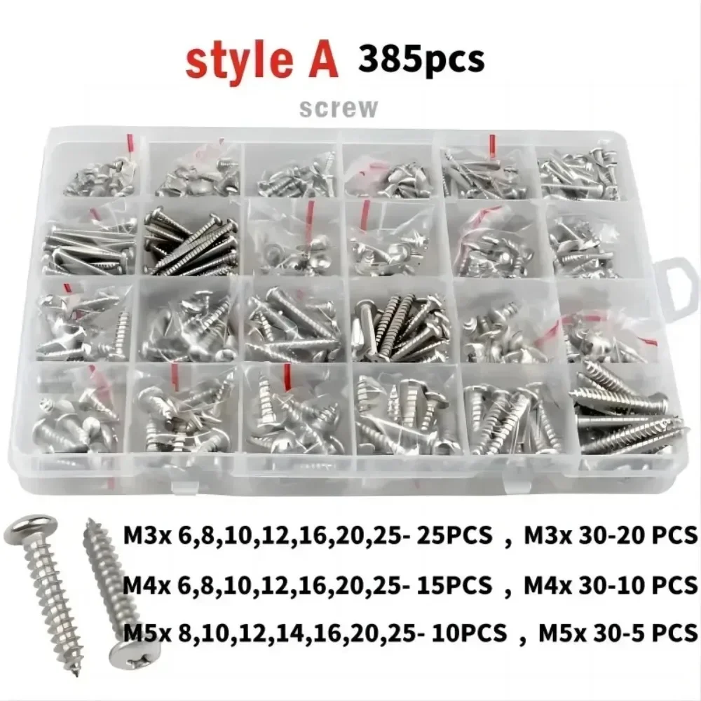 304 Stainless Steel Phillips Pan Head Self-Tapping Wood Screw Set