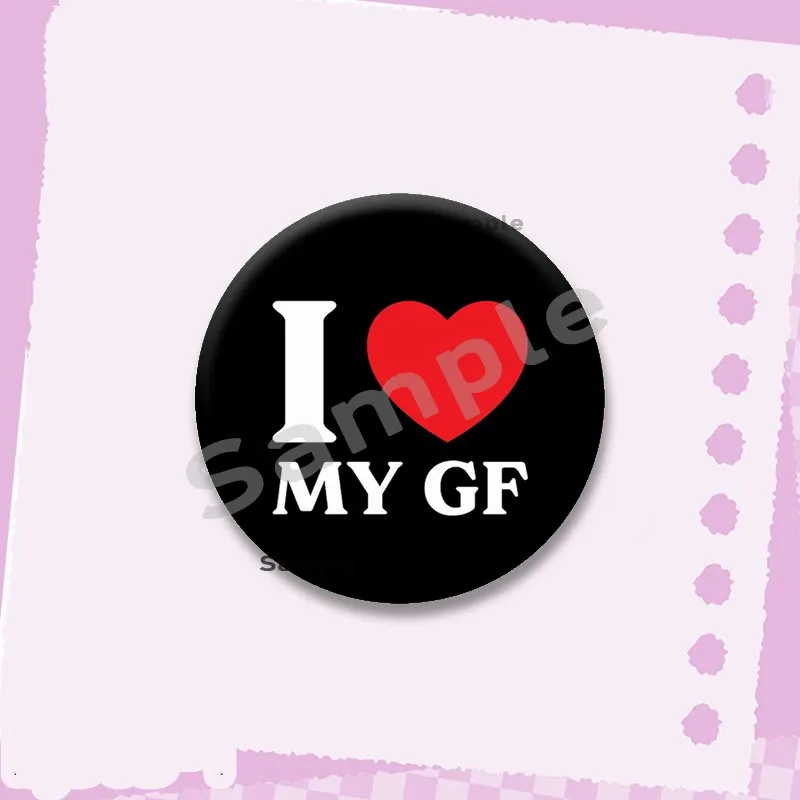 Kreative I Love My GF/BF Soft Button Pins Kunststoff Snap-in Brosche Lustige Herz Zitate Abzeichen Kleidung Tasche Dekor Zubehör Schmuck – Detail 14