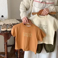 Kids Short Sleeve Tops Simple All-match Tshirt Child Costume Thin Pure Cotton Round Neck Base Shirt Toddler Tees Summer Clothes