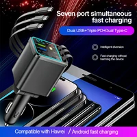 Chargeur de voiture 5 en 1 66W Max avec câble rétractable PD30W + écran de tension 2,4a charge ultra rapide 22,5W pour iPhone et Android 2