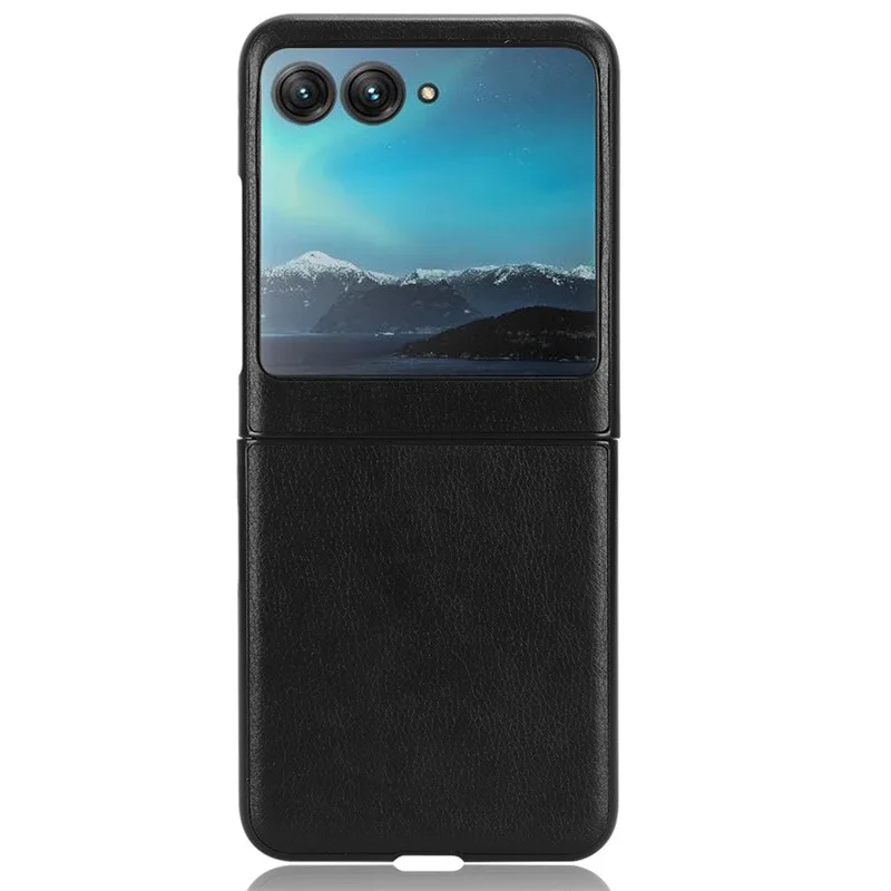 Luxurious Litchi Grain Leather Anti-Drop Phone Case for Motorola Razr - Premium Rear Cover Shell (2023)