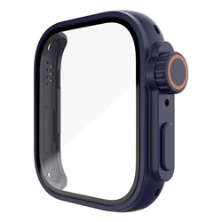 Ultra Protective Case with Tempered Glass Screen Protector for Smartwatch Fitness Tracking (Midnight Blue)