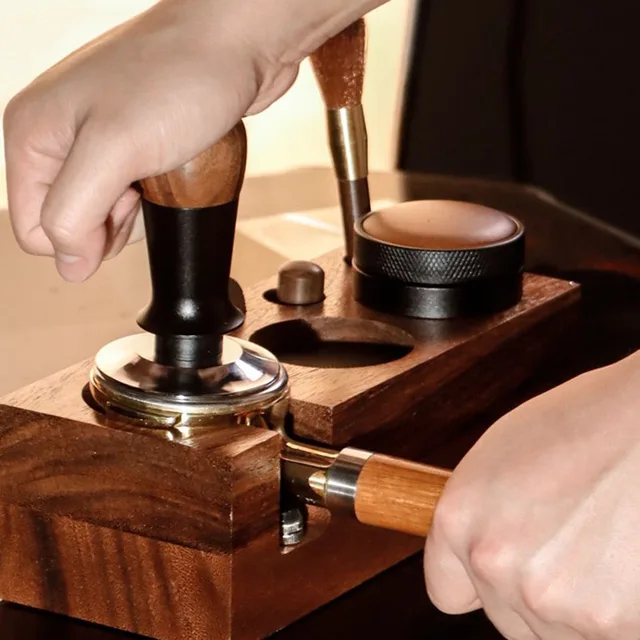 51/53/58MM Coffee Tamper Walnut Wood Coffee Tamper Stainless Steel Constant force Elasticity Coffee Hammer Espresso Accessories 1
