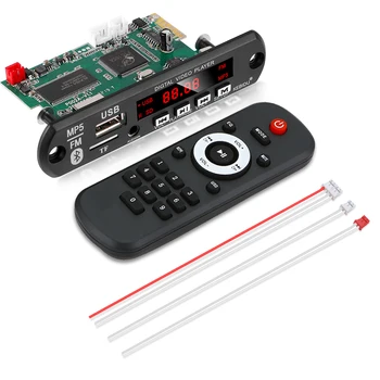 2-in-1 블루투스 핸즈프리 MP3 MP5 차량용 오디오 플레이어 디코더 보드, 블루투스 리모컨 포함, MP5 FM HD 비디오 디코더 보드