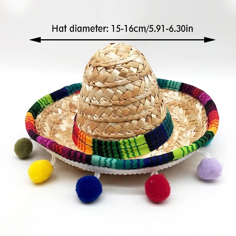 Kids Funny Hats Hairball Headdress Mexican Mini Hat Sombrero with Headband for Adult Pet Birthday Party hair accessories