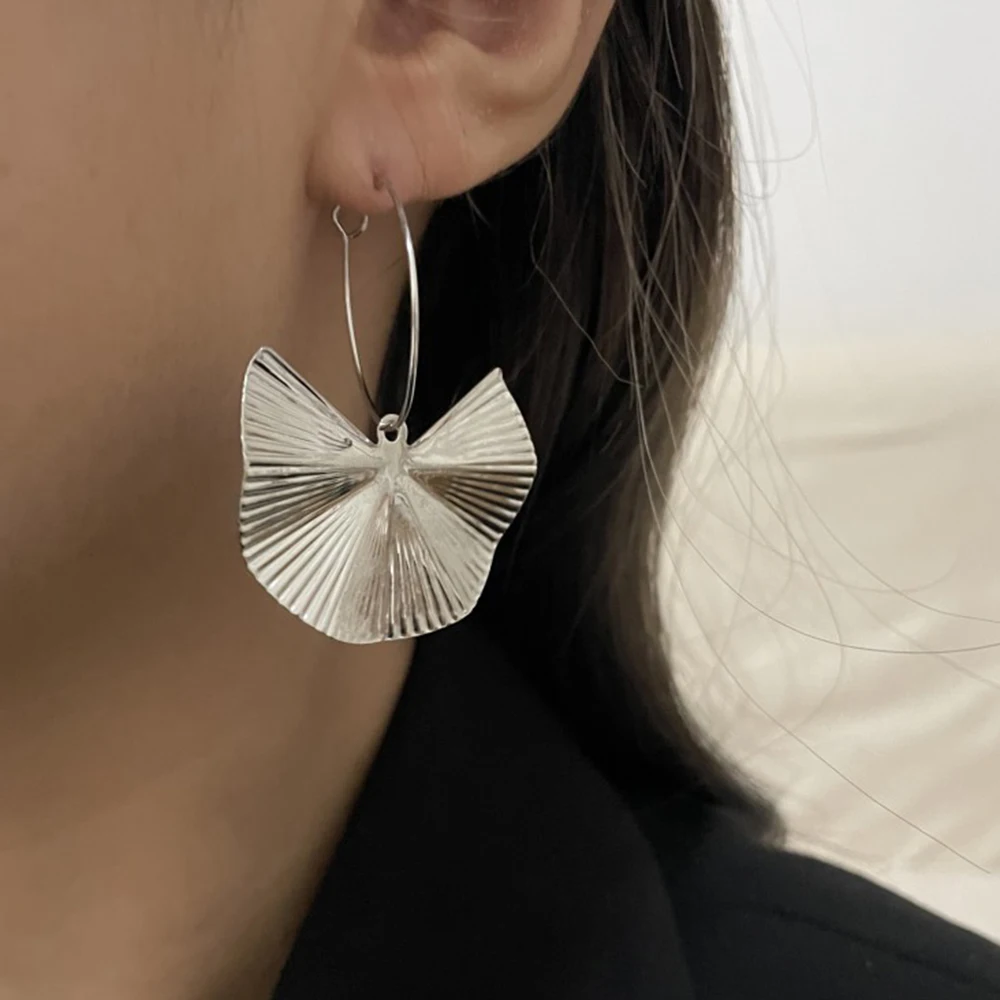 Pendientes de aro plisados con forma geométrica Retro Europea americana, diseño de nicho personalizado, accesorios de joyería de moda, regalos de fiesta