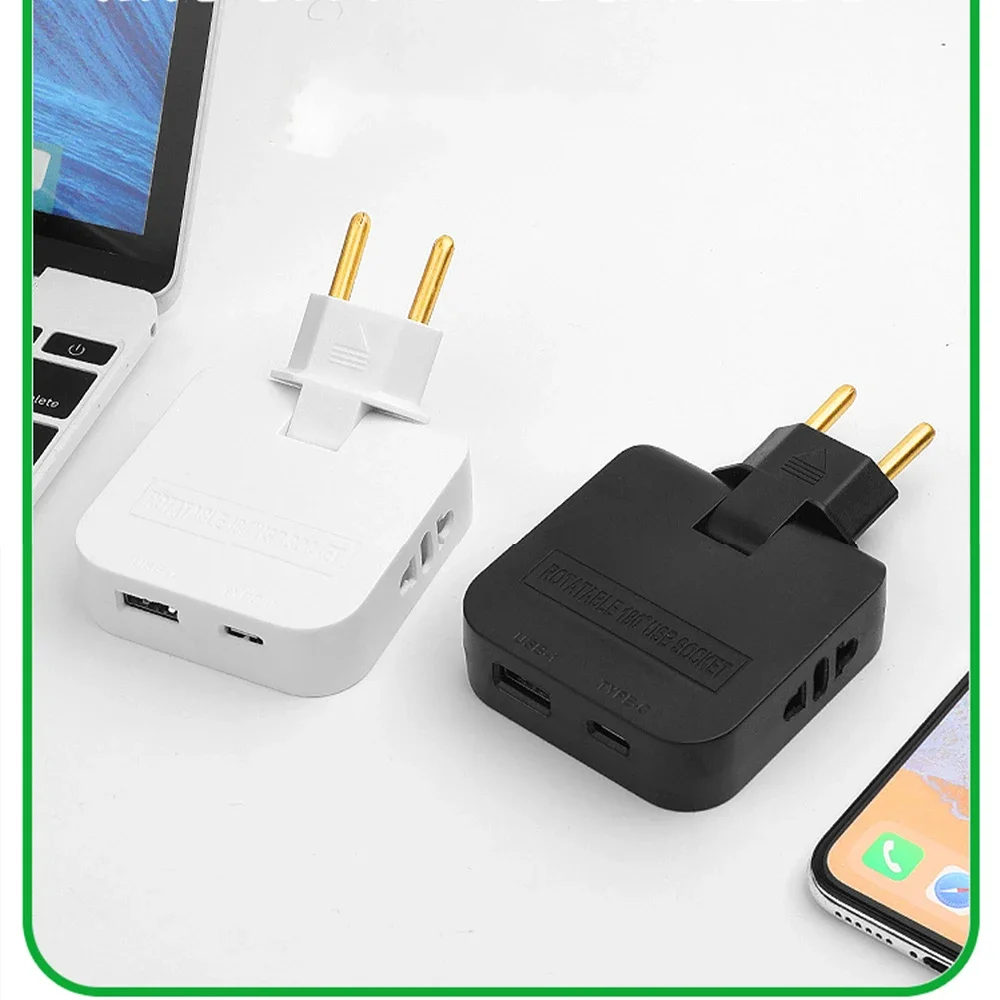 รูปสินค้า อะแดปเตอร์ EU พับได้ 4 แบบ ชาร์จ USB & Type C