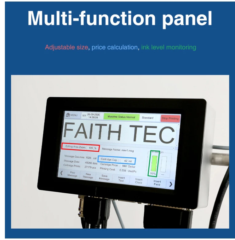 Faith KD210S 온라인 잉크젯 프린터, 컴퓨터 및 스캐너 연결, 가변 데이터 바코드 인쇄, 고정밀 잉크젯 프린터