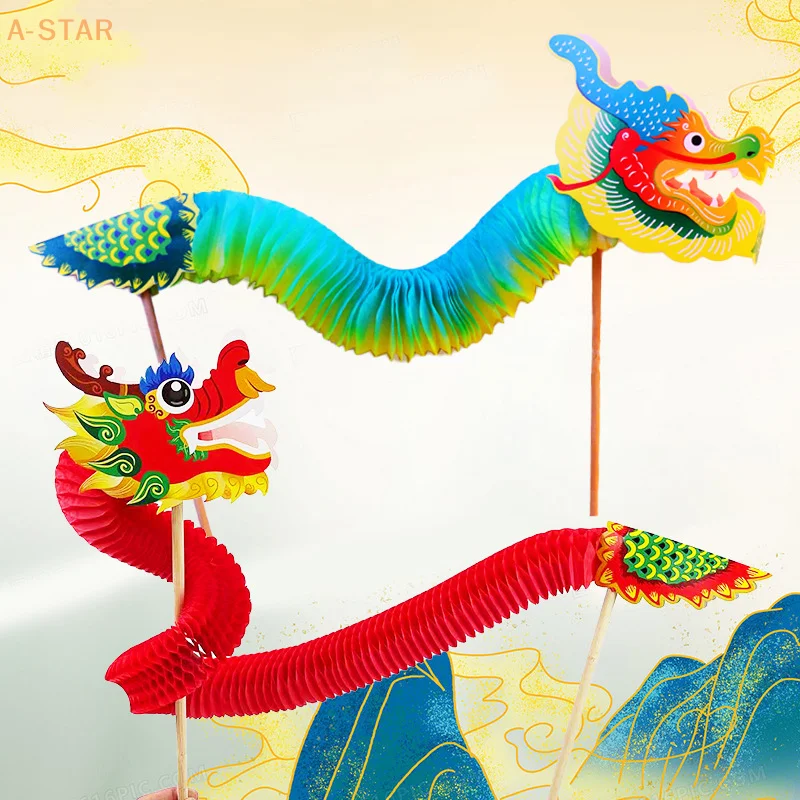 

DIY Paper Dragon Craft Material Chinese New Year DIY Dragon Decor Chinese Dragon Dance Three-Dimensional Pull Flower